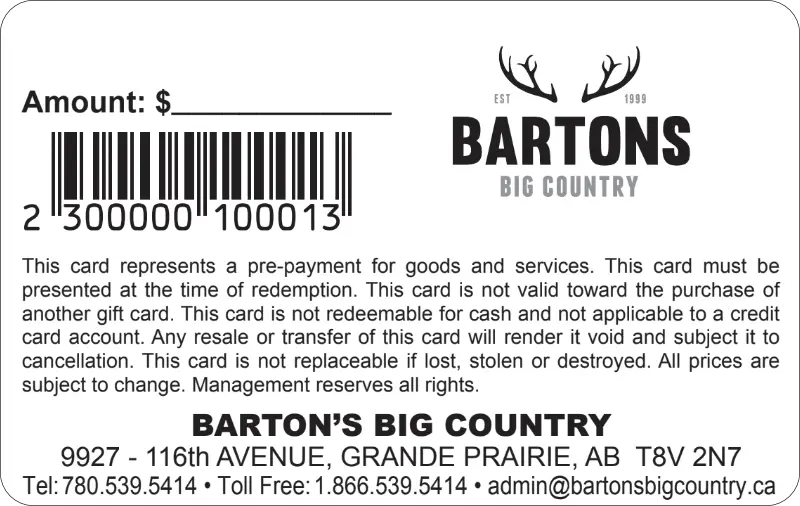 Bartons gift card back