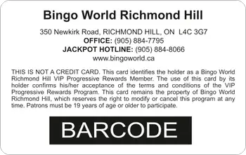 Bingo World rewards card back
