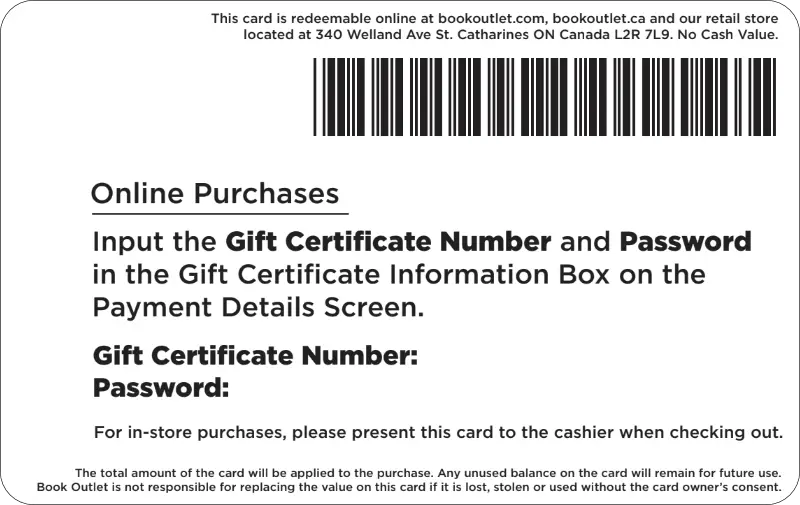 Book Outlet gift card back