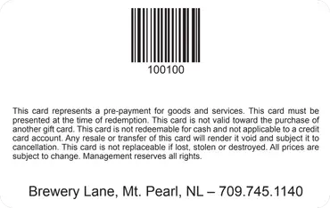 Brewery Land Gift Card Back